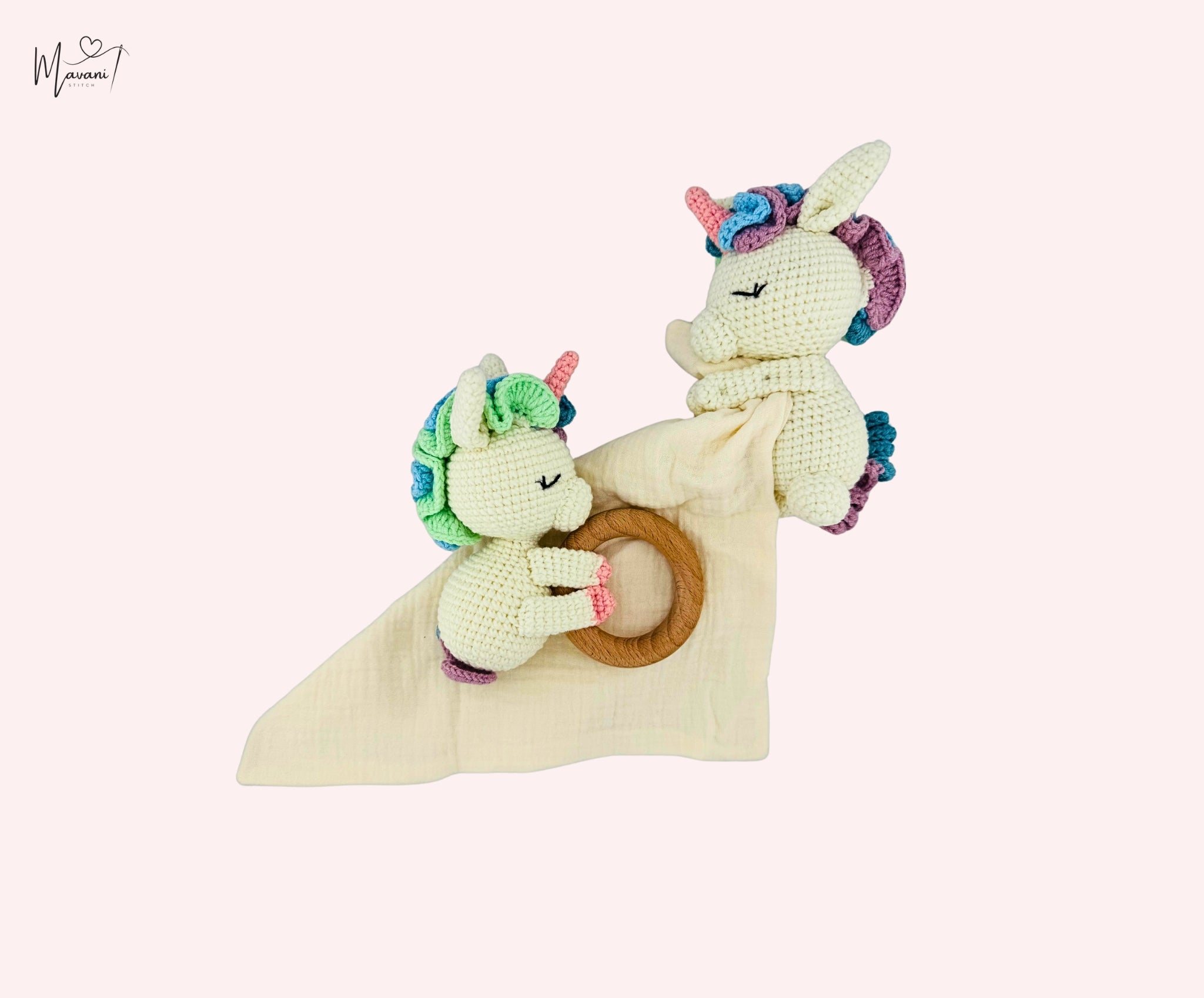 Personalisiertes Kuscheltuch & Beissring Einhorn