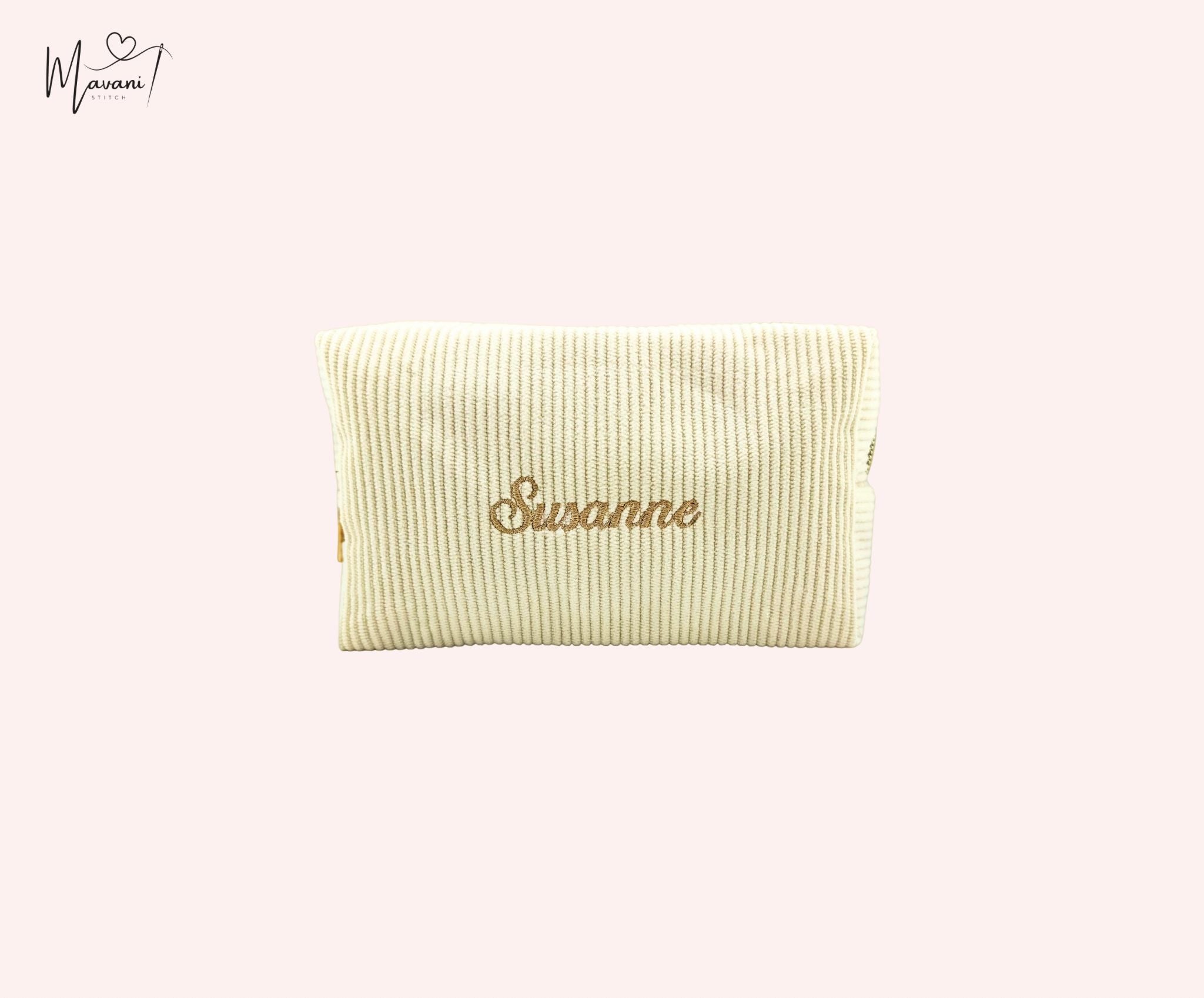 Personalisierte Kosmetiktasche aus Cord Stoff