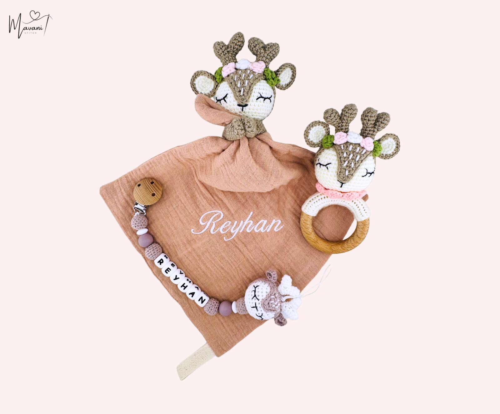 Rehset mit Beissring und & Schnullerkette