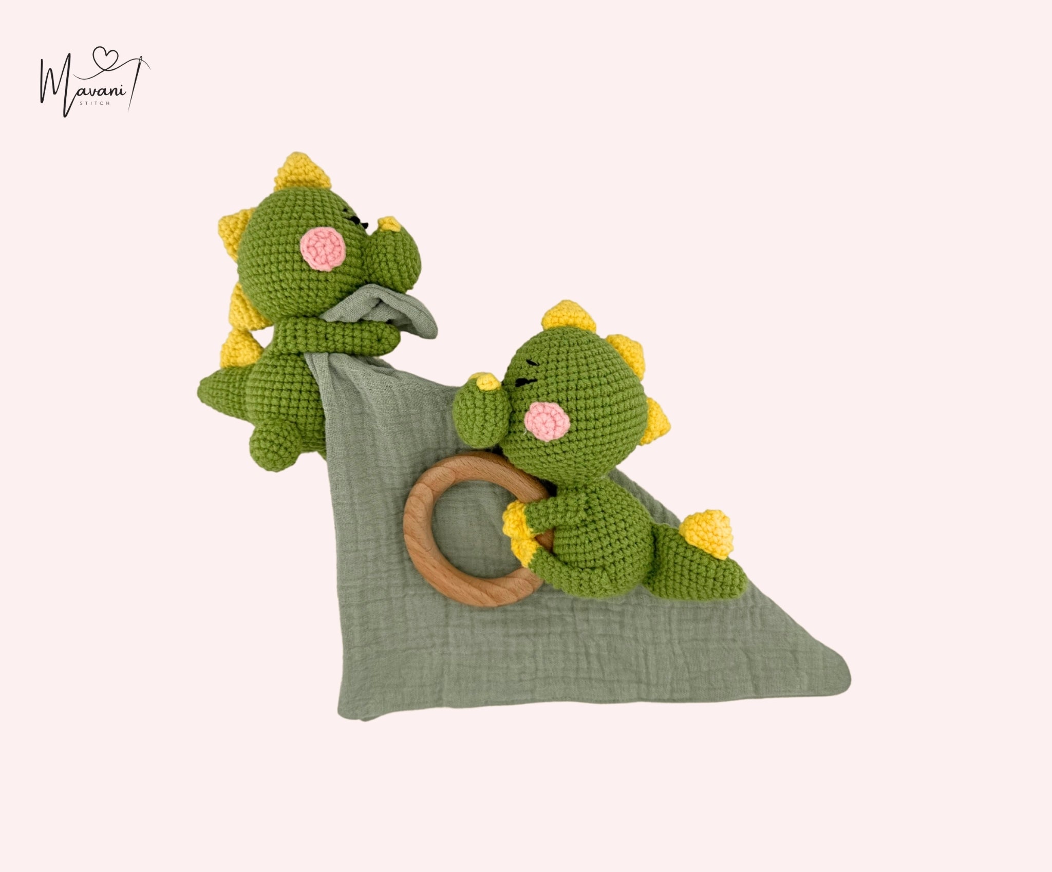 Personalisiertes Kuscheltuch & Beissring Dino